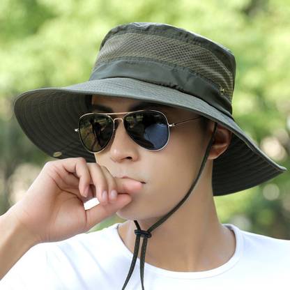 AlexVyan Round Crown Sun Visor Hat Cap for Men UV Protection Wide Brim Summer