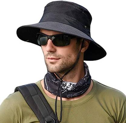 AlexVyan Hat Cap Round Crown SunVisor Hat for Men UV Protection Wide Brim Summer