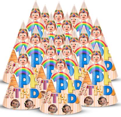 ZYOZI Cocomelon Theme Birthday Party Hats, Happy Birthday Cone Party Hats for Kids