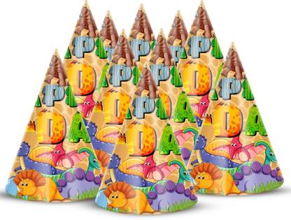ZYOZI Dinosaur Theme Birthday Party Hats,Happy Birthday Cone Party Hats for Kids