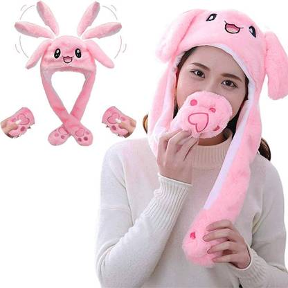 HASTHIP Plush Animal Bunny Dancing Ears Hat, Rabbit Moving Ear Flaps and Press Paws