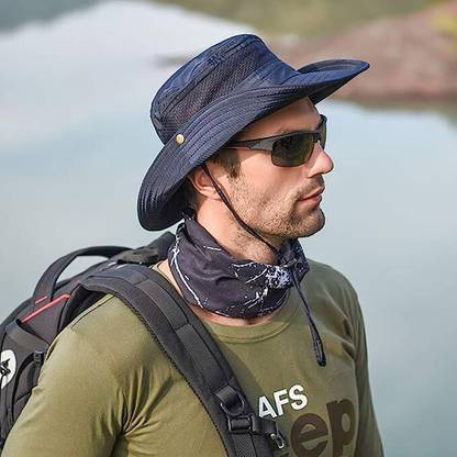 AlexVyan Round Crown SunVisor Hat Cap for Men UV Protection Wide Brim Summer