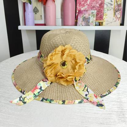 DEALZONE Women's Jute Brown Beach Sun Hat