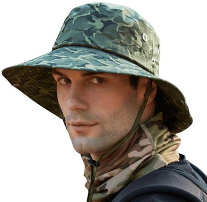 AlexVyan Army Round Crown Sun Visor Hat Cap for Men & Boy UV Protection Wide Brim Summer