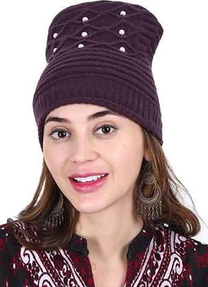 sizzers Soft Warm Woolen Inside Fur Winter Cap for Girls and Womens