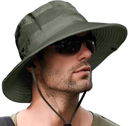 AlexVyan Round Crown Sun Visor Hat Cap for Men UV Protection Summer Wide Brim