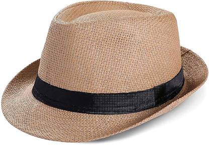 Adorazone Baby Boy's & Girl's Straw Fedora Short Brim Hat (6-24 Months)