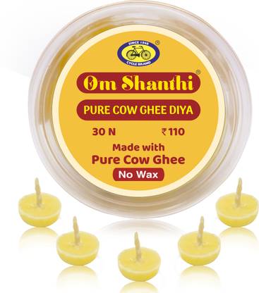 Om Shanthi Cow Ghee diya Cotton Table Diya