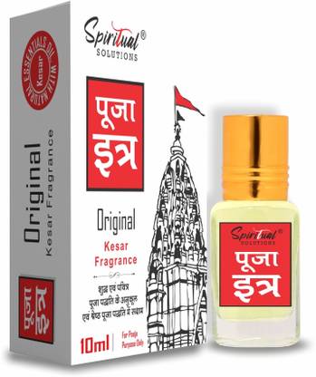 SPIRITUAL SOLUTIONS Pooja Itra Kesar 10 ML | Premium Pooja Itra for Home and Mandir Floral Attar