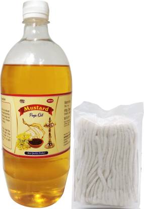 WQT Mustard Pooja oil With Diya Batti 500 ML For Deepak Poojan & Akhandjyot