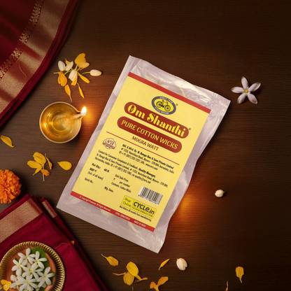 Cycle Pure Om Shanthi Cotton Wicks Mogra Watt Round, 60N