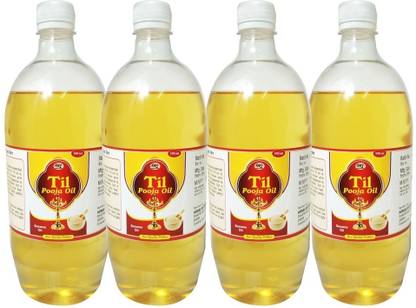 WQT Til Pooja Oil - 500 ML Pack of 4 For Deepak Poojan, Akhand jyot,havan Kund