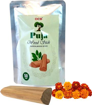 OCB Original 100% Pure Sandalwood (Safed Chandan) Stick for Puja, Face, Size:- 45-60 Grams