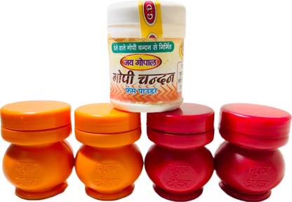 anilStore Pack of 4 Kesari and Red Liquid Chandan with White Chandan Powder Free (250gm)