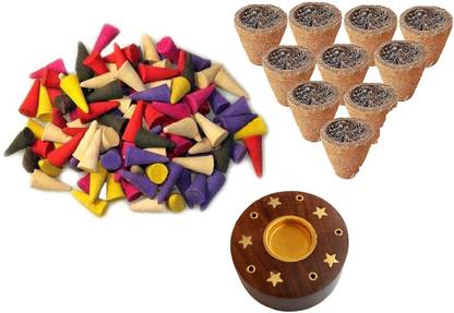 Nohunt Guggal Dhoop for Pooja lWooden Coin Shape Incense with Mix Aroma Dry Cone Dhoop