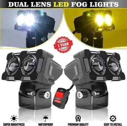 TOVOTA Motorcycle LED Fog Lamp Two Lens White Yellow Heavy Quality Projector Lens
