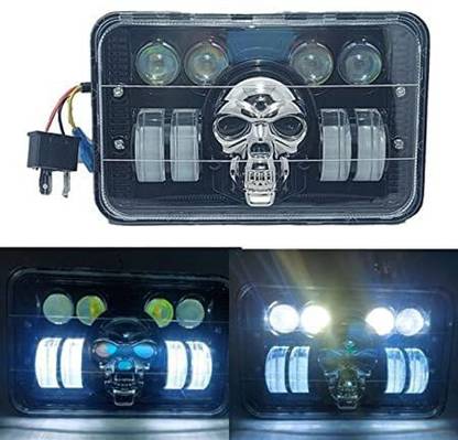 kaushikshope Skull Ghost Style LED Headlight Hi/Low Beam Light For Hero Splendor Bike Headlight Mount