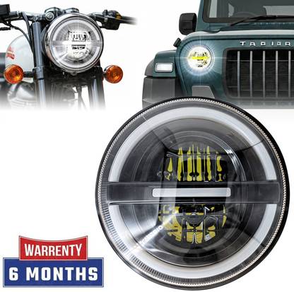 Atoray LED Headlight for Royal Enfield, Mahindra Bullet Electra, Thar, Bullet 350, Classic 350, Electra Twin Spark