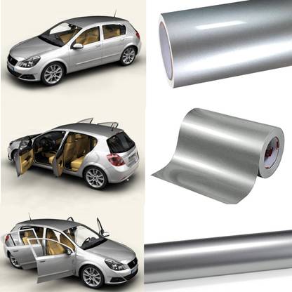 Vinylzone Grey Glossy Vinyl Wrap Sheet for Car & Bike Self Adhesive Wrap (12" x 68") Headlight Vinyl Film
