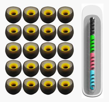 DEFENDER HUB Silicone Rubber Earbuds Tips, Eartips, Earpads 20 Buds , Free Cable Protector In The Ear Headphone Cushion