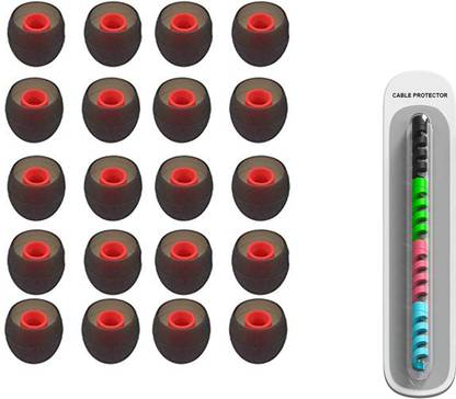 DEFENDER HUB Silicone Rubber Earbuds Tips, Eartips, Earpads ( 20 Pcs ) , Free Cable Protector In The Ear Headphone Cushion
