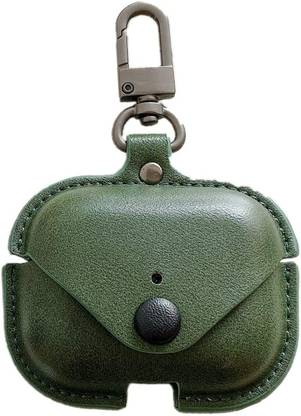 KHR Pouch for APPLE Airpods (3rd Generation) Bluetooth Headset Leather Case cover (Green)