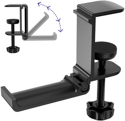 SUPVOX Folding Headphone Stand Under Desk Hook Cable Organizer Multipurpose Rack Black Headphone Stand