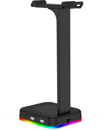 TechBlaze RGB Gaming Headset Stand with USB/Type-C Charger Ports Gaming Headset Holder Headphone Stand