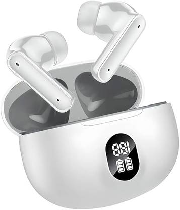 Qvee Airpods 60 HRS Playback, UltraPods Bluetooth Wireless Earphones Mic High Bass-10 Bluetooth
