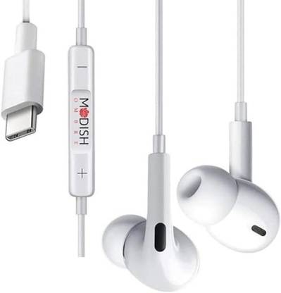 ModishOmbre Bass Fit Pro White Type C Wired Earphone With Magnetic / NC, 12mm Driver Wired without Mic