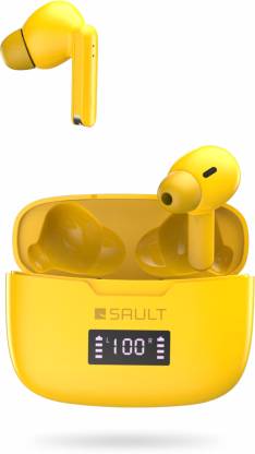 SAULT Airplugs 2X Waterproof IP57, 13mm driver immersive sound,Bluetooth V5.1-Yellow Bluetooth Headset