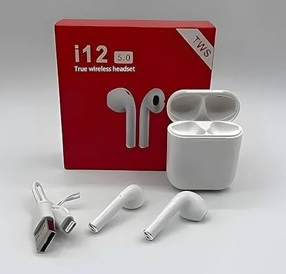 AJ HUB Wireless Bluetooth 5.0 Stereo Headset i12 With Active Noise Cancellation Bluetooth