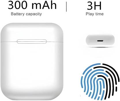 AJ HUB Wireless Bluetooth 5.0Stereo White Headset i12 Earbuds With Charging Case Bluetooth