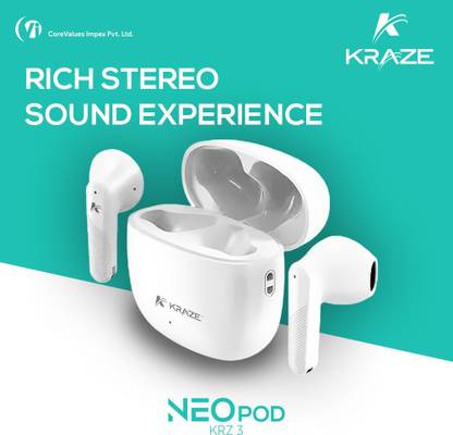 KRAZE EARBUDS NEOPOD WITH TOUCH CONTROLS, VOICE ASSISTANCE & 15 HRS PLAYBACK TIME Bluetooth