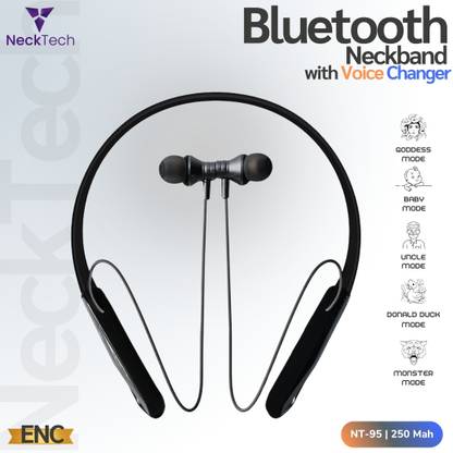 NECKTECH NT95 VOICE CHANGER ENC NECKBAND WITH 5 TYPES OF VOICE CHANGER DURING CALL Bluetooth