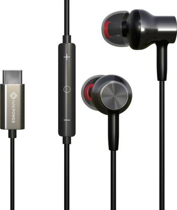 MAK POWER C-Type Wired Earphone, Premium HD Audio, 120 cm Tangle-Free Cable, in-Line Mic Wired