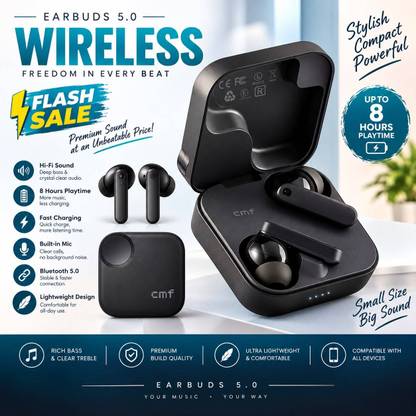 Hetton Earbuds Bluetooth Wireless Bluetooth Headphones V5.1 HD Mic Noisz Cancellation Bluetooth
