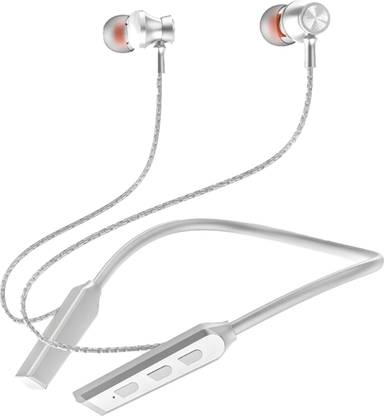 black-r Wireless Bluetooth Earphones Neckband, 130hrs Playback, Smart Bass, R-007 Grey Bluetooth