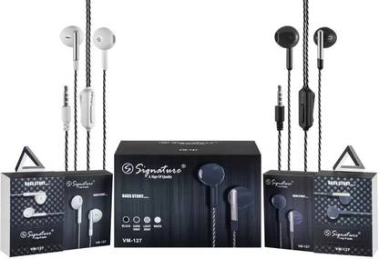 Signature Vm-127 Wired Headset (Black, White, In the Ear) Wired