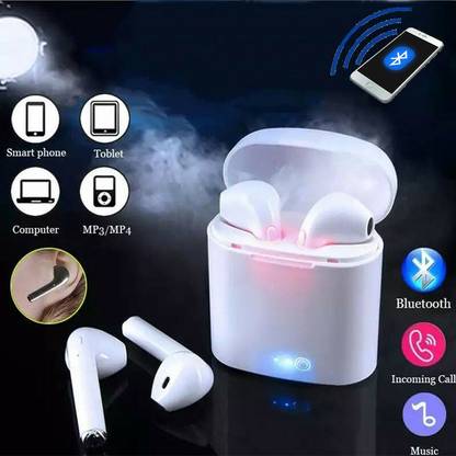 Gadget Master Bluetooth Earphone with Mic HEADPHONE Bluetooth Headset (White, In the Ear)6 Bluetooth