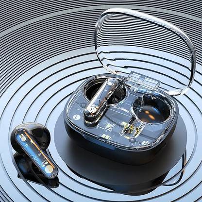 MOBIZAC Transparent Wireless Ultrapods Headphones with 20hrs Playtime BT 5.3 Gaming ENC Bluetooth Gaming