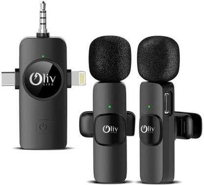 OlivLife 3 in 1 Wireless Microphone for iPhone/Android/DSLR Camera/USB-C Plug/iPad. Bluetooth
