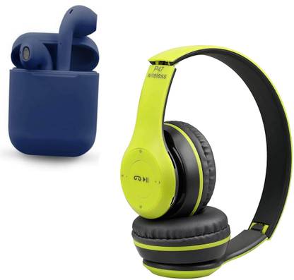 CELWARK COMBO OF P47 AND I12 BLUETOOTH WIRELESS HEADPHONE Bluetooth