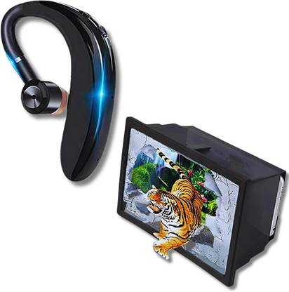 Rhobos Combo Single Side Ear Phone Bluetooth Headset & F2 3D Screen Magnifier Bluetooth