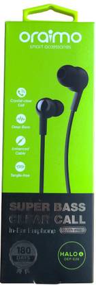 ORAIMO OEP-E26 Super Bass Clear Call earphone with mic Wired Headset (Black ) Wired
