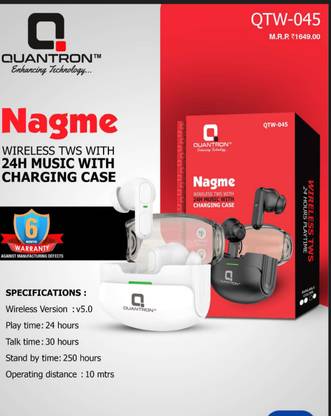 Quantron QTW -045 NAGME WIRLESS TWS WITH 24H MUSIC WITH CHARGING CASE EARBUDS. Bluetooth without Mic