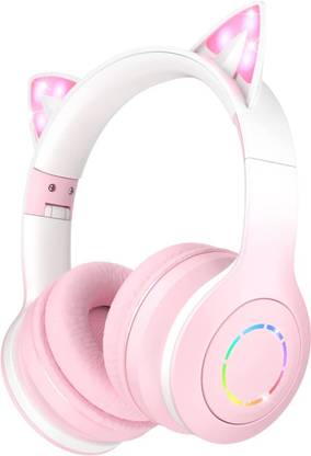 DAEMON Cat Kids Bluetooth Headphones for Girls ,Foldable Headset with Microphone Bluetooth & Wired