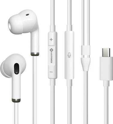 MAK POWER Type-C Wired Earphone, Premium HD Audio, 120 cm Tangle-Free Cable, in-Line Mic Wired