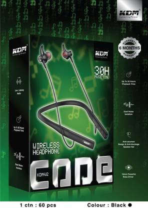 RK Trading KDM W2 CODE EXTRA BASS 30HRS MUSIC TIME Bluetooth Headset In the Ear,Multicolor Bluetooth