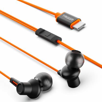 TRIGGR Blaze Type-C Wired Earphones with 13mm Driver, In-line Controls, Rich Bass, Mic Wired  (Midnight Blaze, In the Ear)